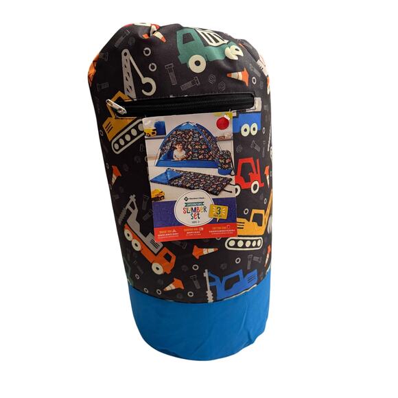 3 PC Slumber set Tent Slumber Party Sleeping Bag Play Construction Boys Kids - Picture 3 of 4